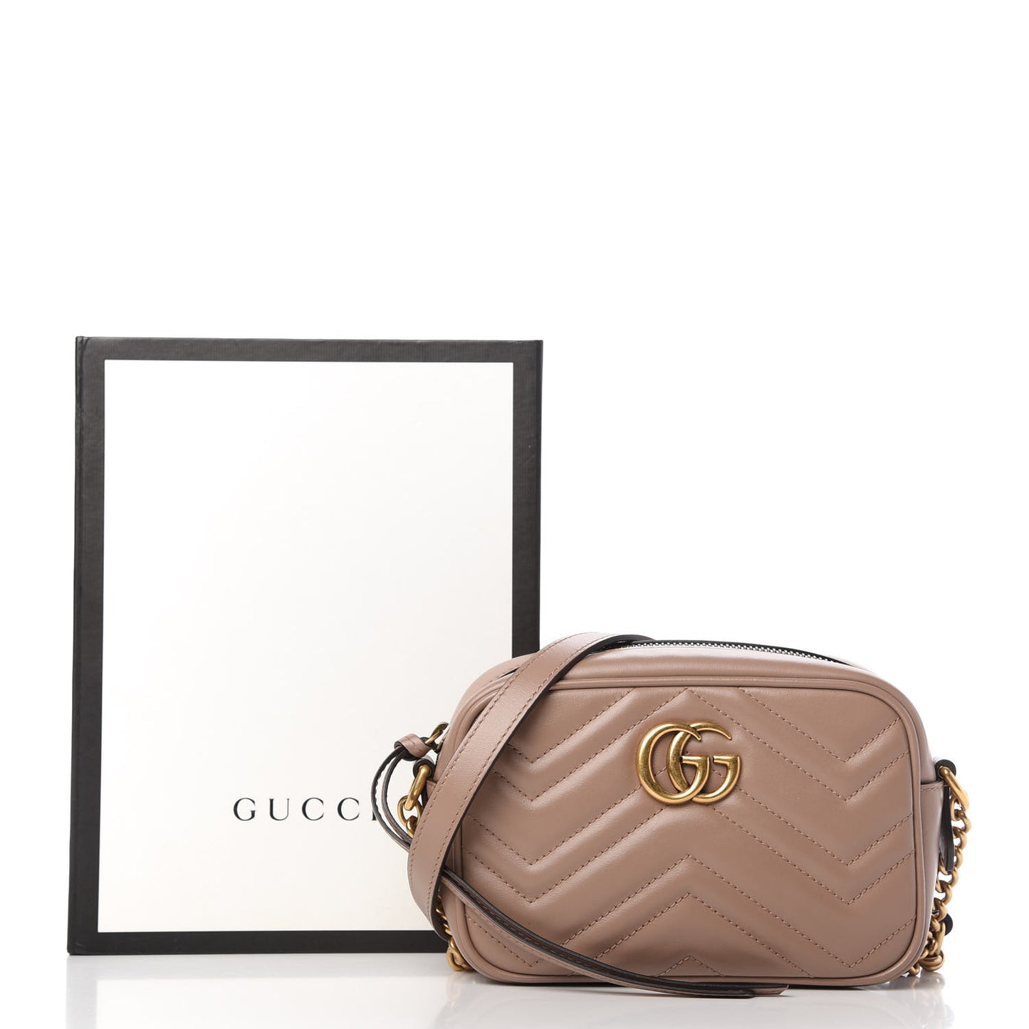 Calfskin Matelasse Mini GG Marmont Chain Shoulder Bag Porcelain Rose