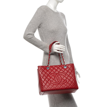 Chanel Caviar Quilted Grand Shopping Tote GST Red 2 of 7