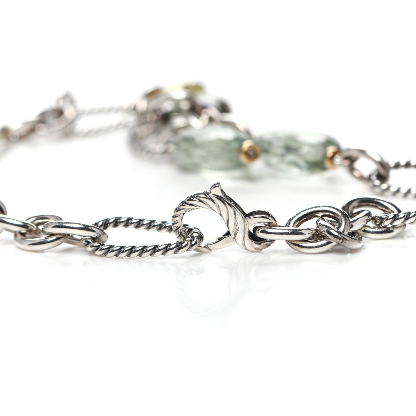 Sterling Silver 18K Yellow Gold Prasiolite Lariat Necklace