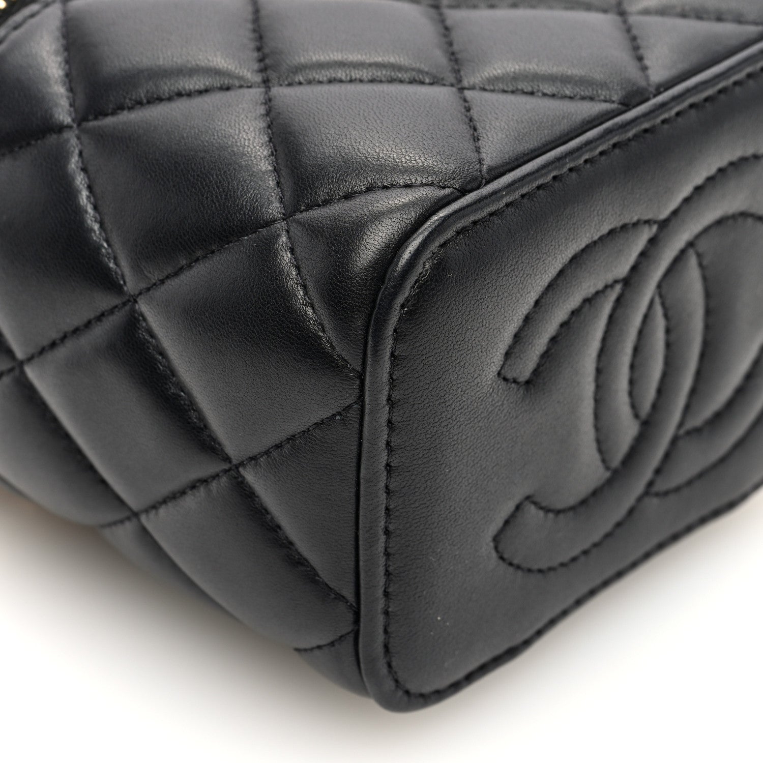 Chanel Lambskin Quilted Metal Mini Top Handle Vanity Case With Chain Black 9 of 10
