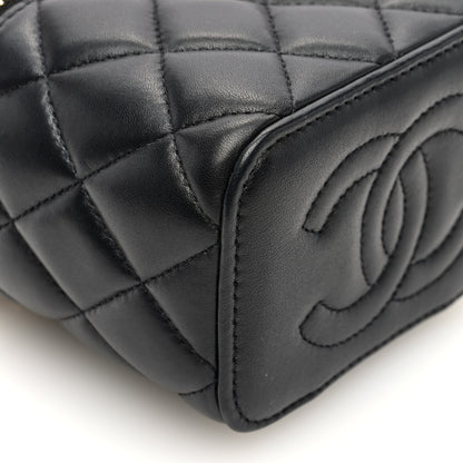 Chanel Lambskin Quilted Metal Mini Top Handle Vanity Case With Chain Black 9 of 10
