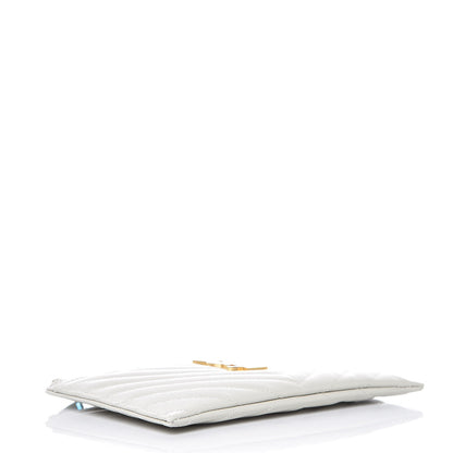 Saint Laurent Grain De Poudre Chevron Monogram Bill Pouch Crema Soft 4 of 8
