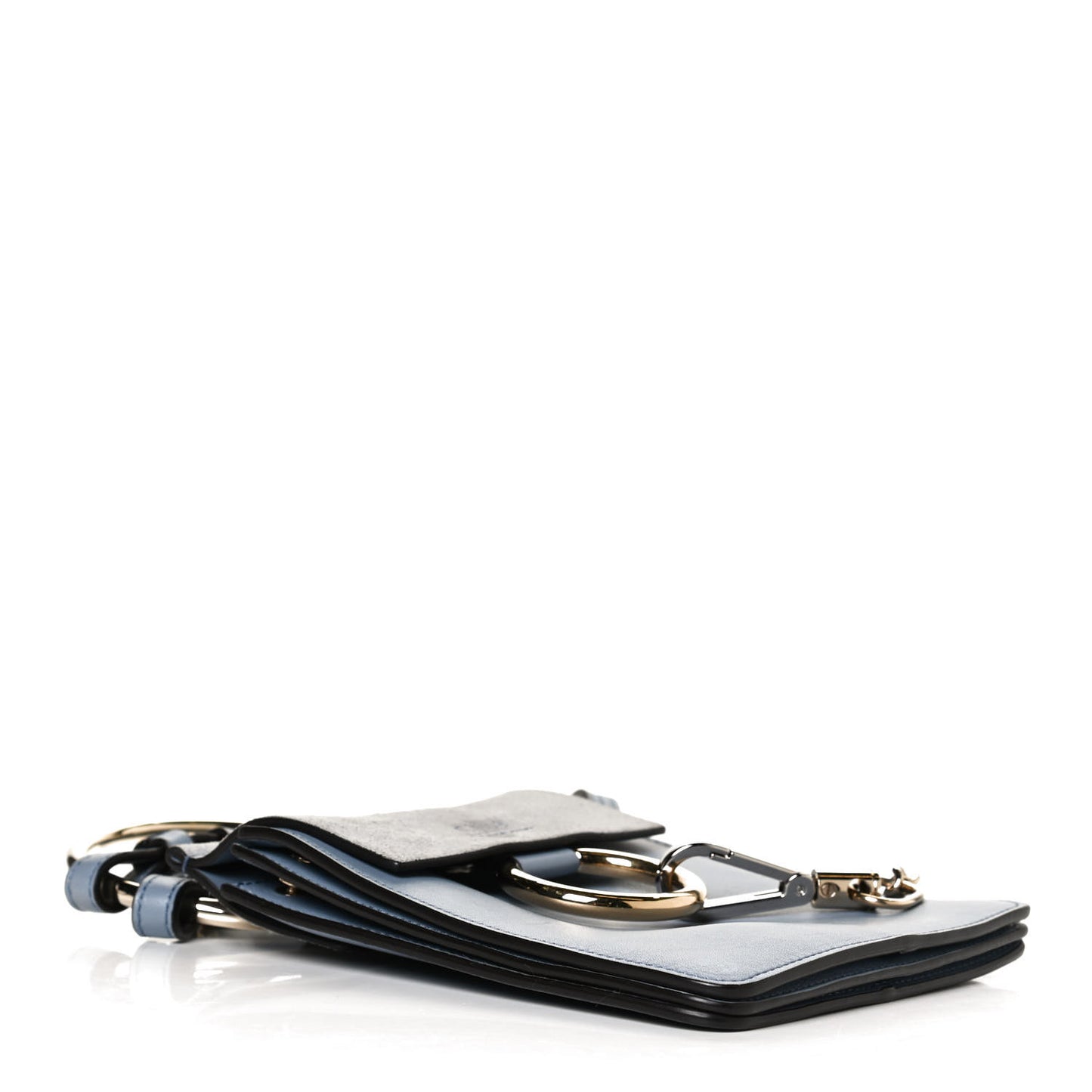 Suede Calfskin Mini Faye Bracelet Bag Washed Blue