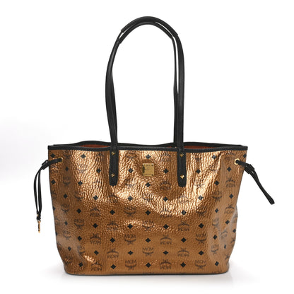 MCM Metallic Visetos Medium Shopper Tote Gold 1 of 9