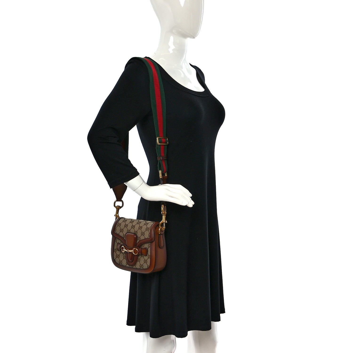 Gucci Monogram Small Lady Web Shoulder Bag Beige Cuir 2 of 12
