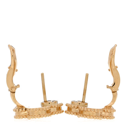 Van Cleef & Arpels 18K Yellow Gold Guilloche Vintage Alhambra Earrings 3 of 5