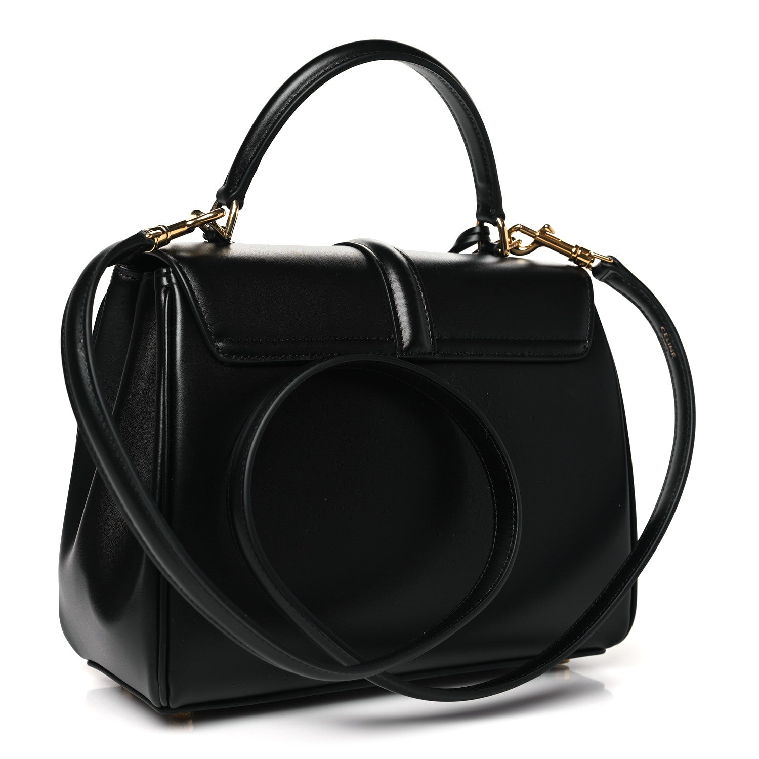 Celine Satinated Calfskin Small 16 Top Handle Bag Black 3 of 10