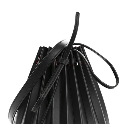 Mansur Gavriel Vegetable Tanned Calfskin Pleated Mini Bucket Bag Black Flamma 8 of 10