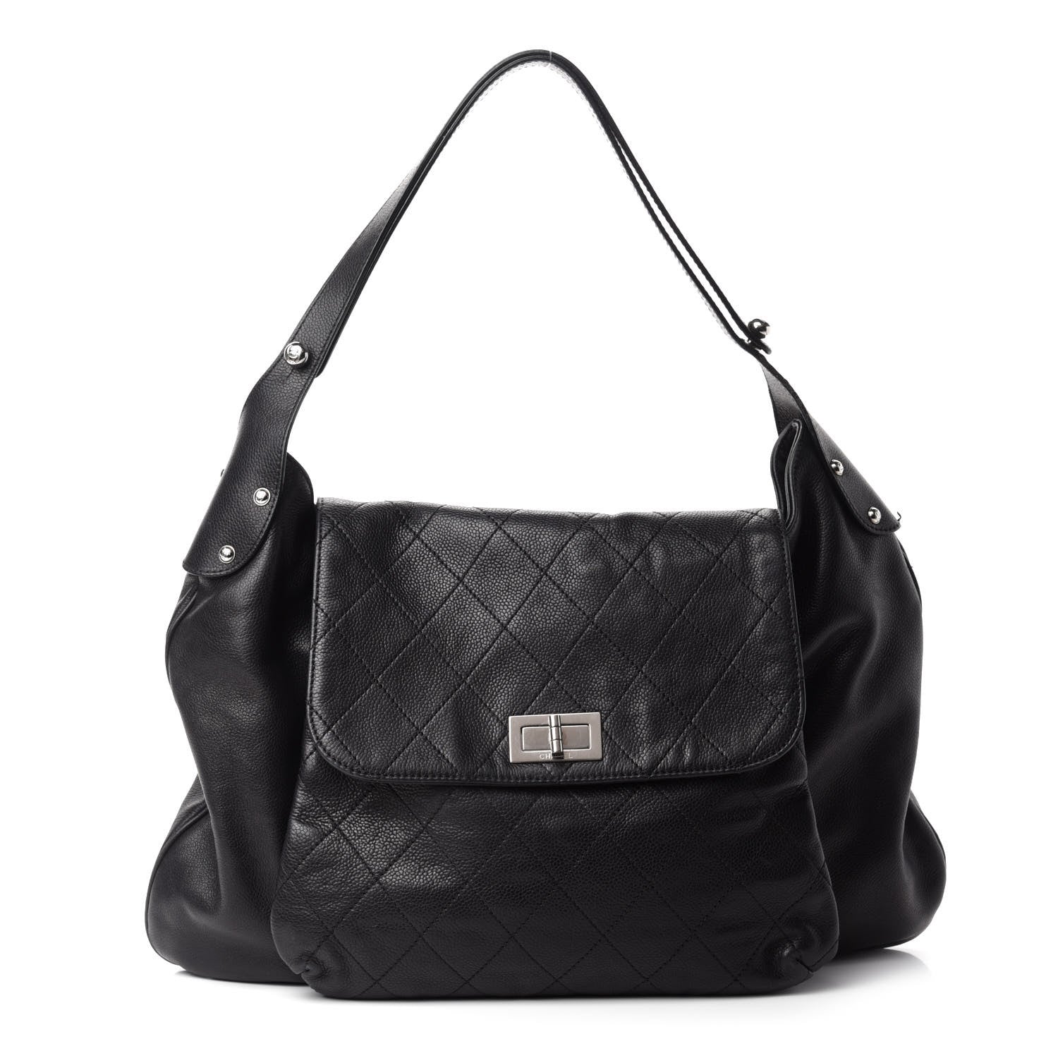 Chanel Caviar Stitched Pocket In The City Hobo Black 1 of 11