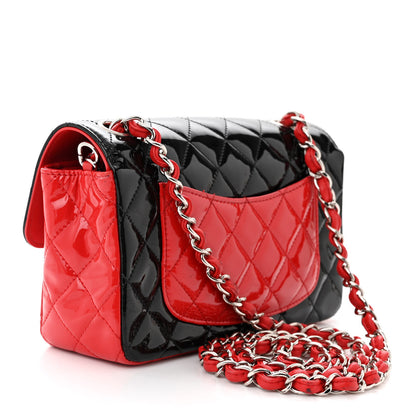 Chanel Patent Calfskin Quilted Bi-Color Mini Rectangular Flap Red Black 3 of 10