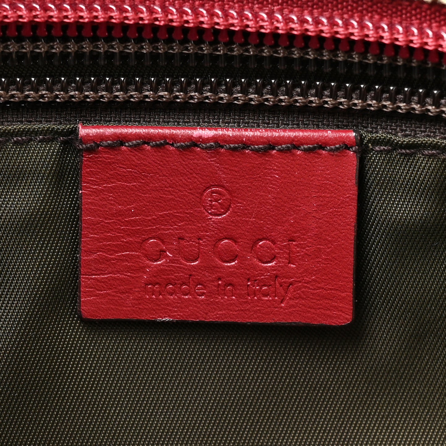 GG Monogram Large Web Handle Bucket Tote Red