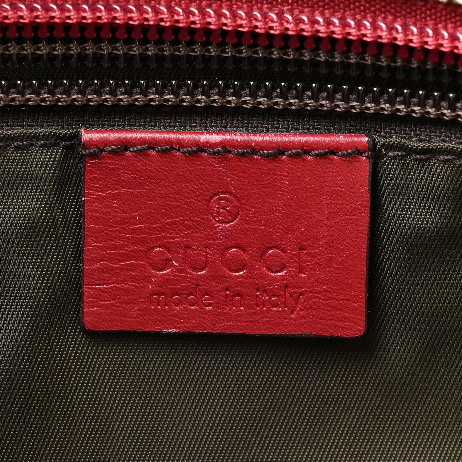 Gucci GG Monogram Large Web Handle Bucket Tote Red 6 of 19