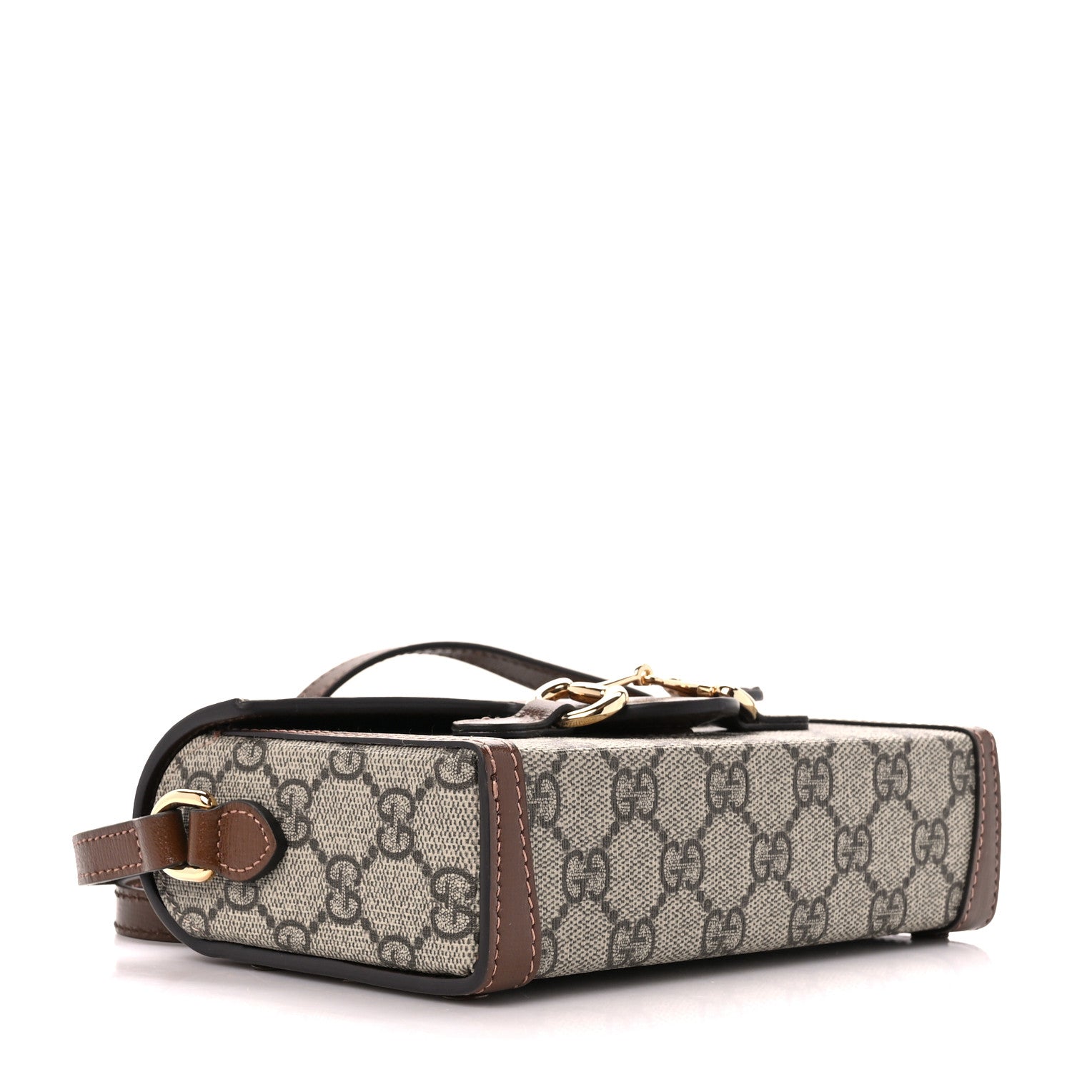 Gucci GG Supreme Monogram Mini Horsebit 1955 Shoulder Bag Beige Brown Sugar 4 of 10
