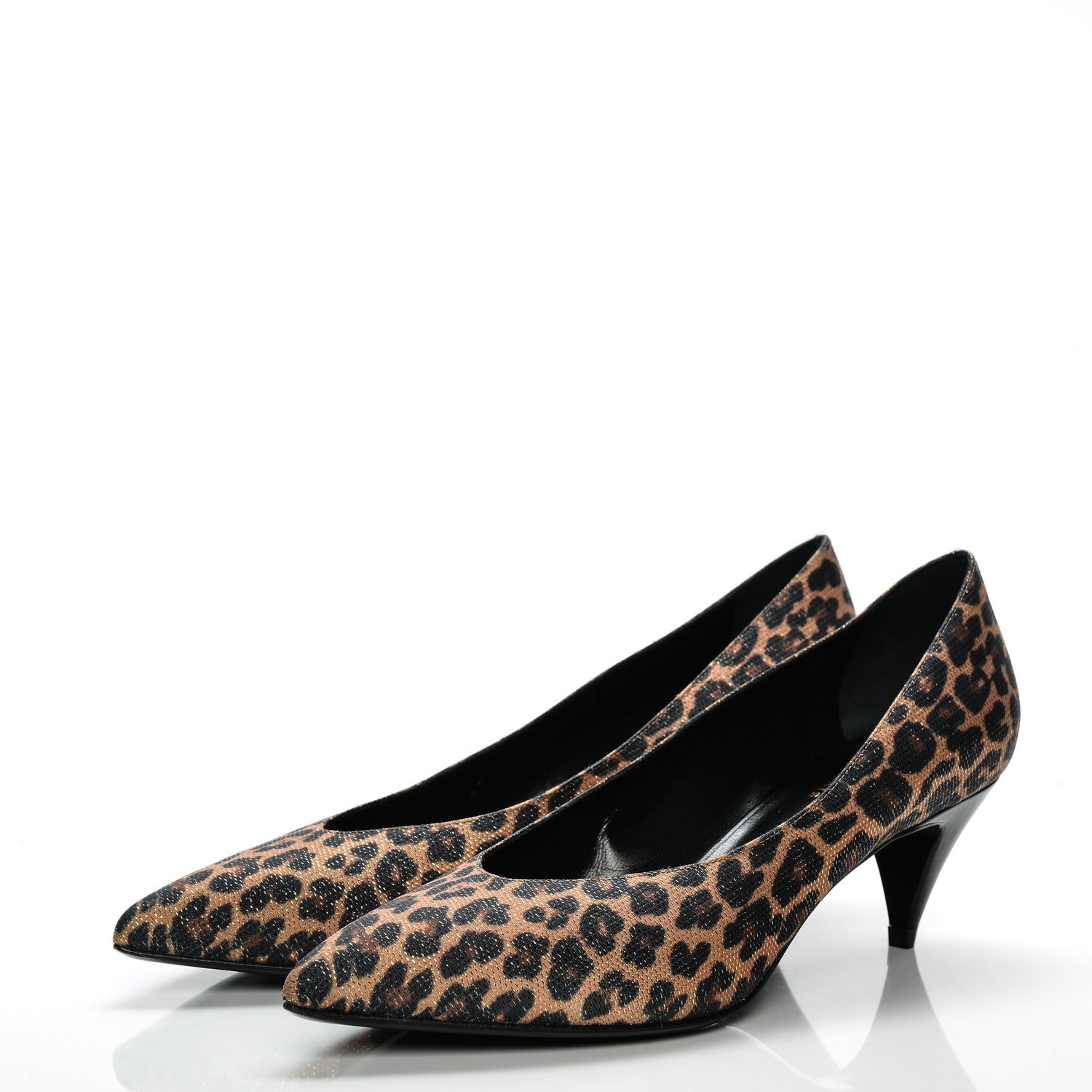 Saint Laurent Leopard Lame Double Cat Pumps 39 Gold 3 of 7