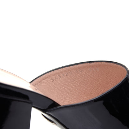 Gucci Patent Lexi Horsebit Mid-Heel Slide Sandals 40 Black 7 of 11