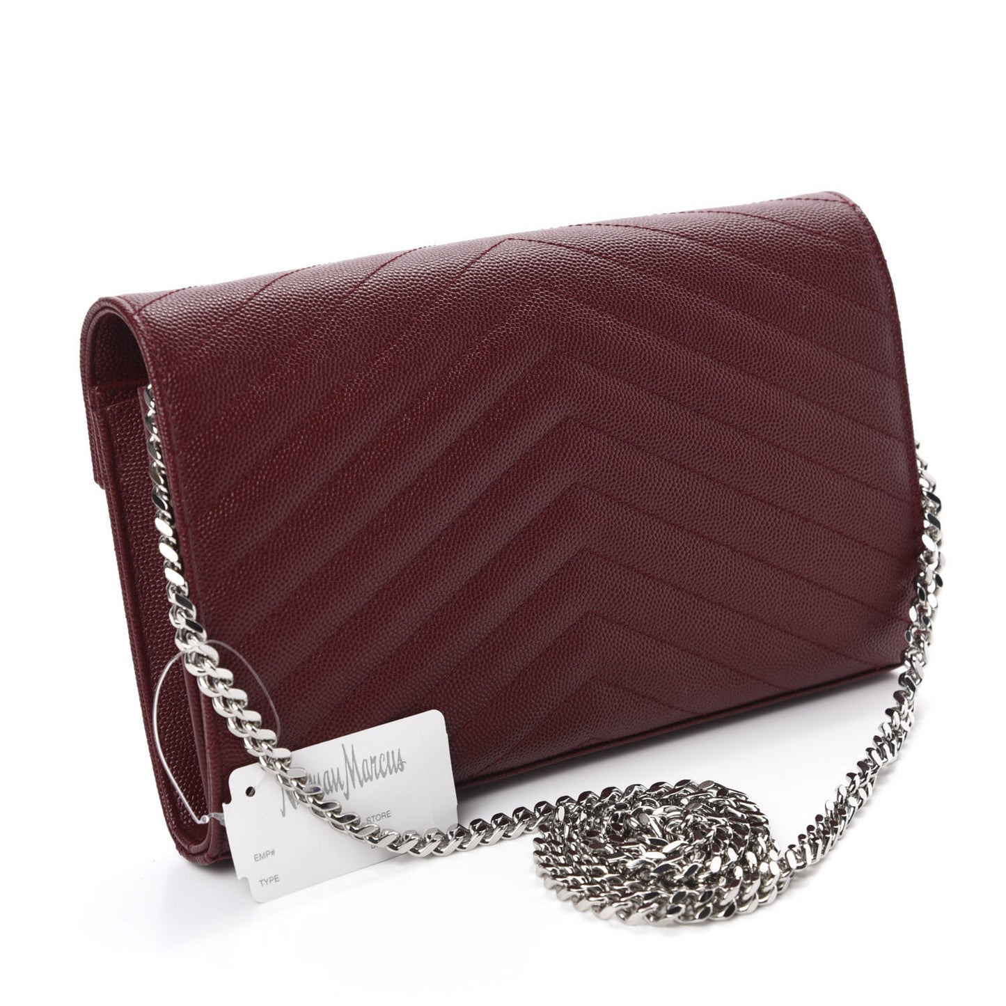 Grain De Poudre Matelasse Chevron Monogram Chain Wallet Palissandre