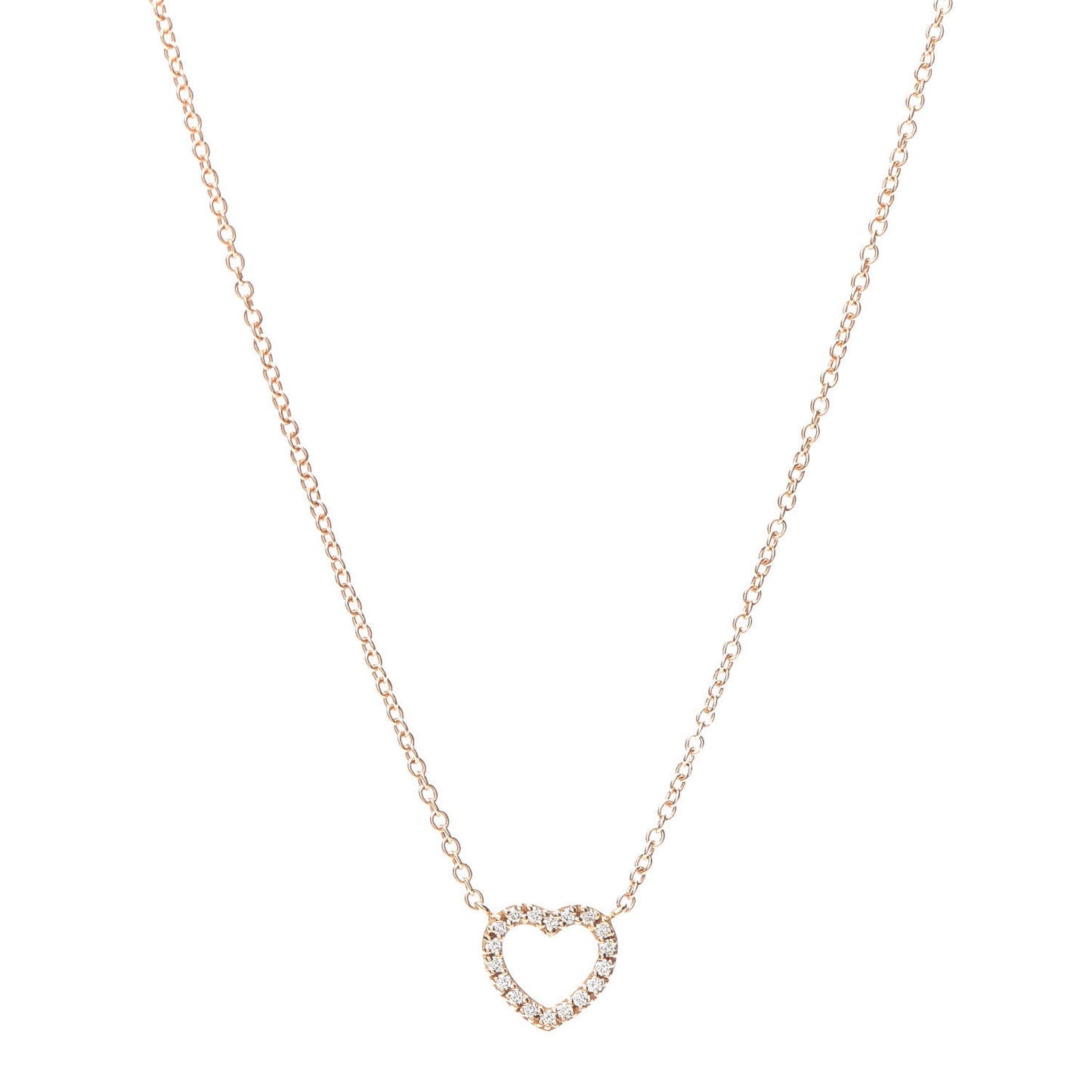 18K Rose Gold Diamond Metro Heart Pendant Necklace