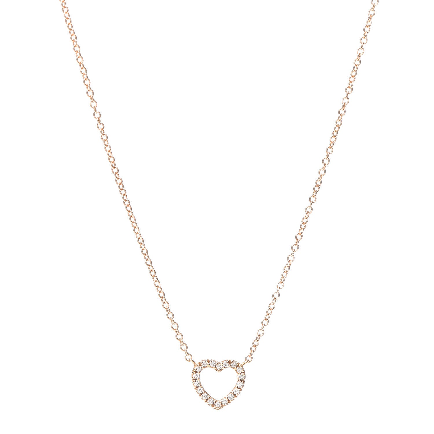 Tiffany 18K Rose Gold Diamond Metro Heart Pendant Necklace 1 of 6