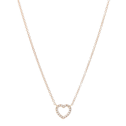 Tiffany 18K Rose Gold Diamond Metro Heart Pendant Necklace 1 of 6