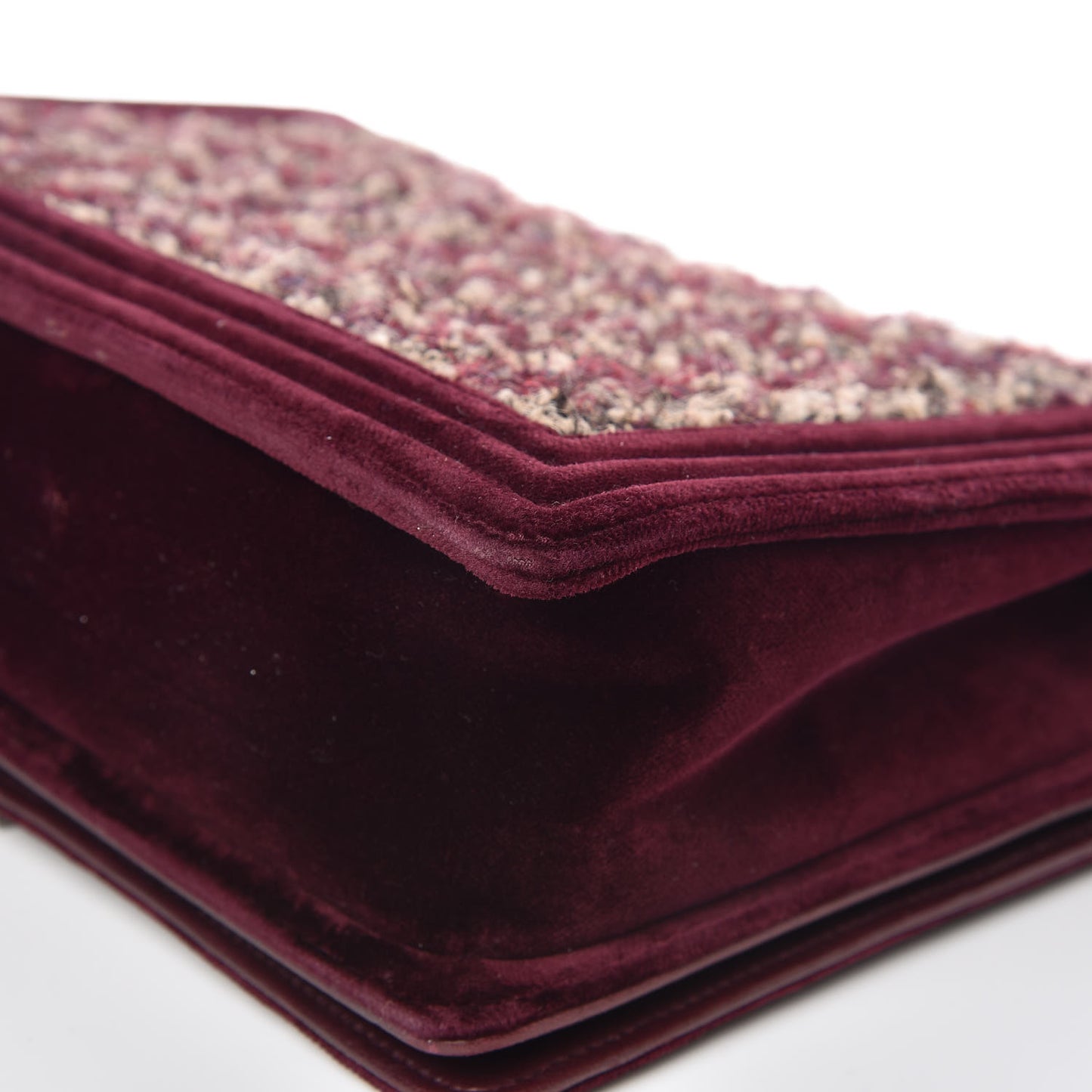 Velvet Tweed Large Boy Flap Burgundy