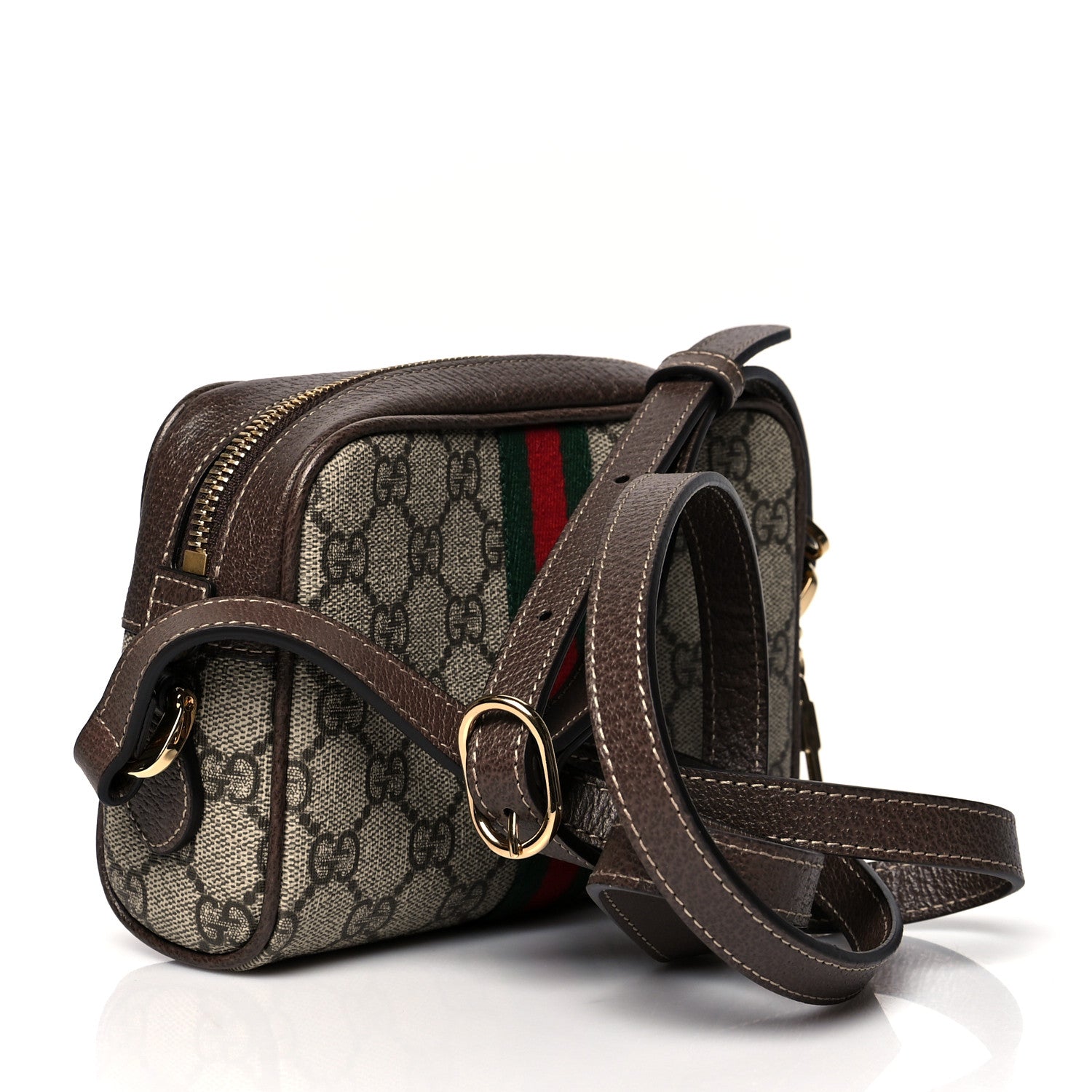 Gucci GG Supreme Monogram Web Mini Ophidia Shoulder Bag Brown 3 of 10