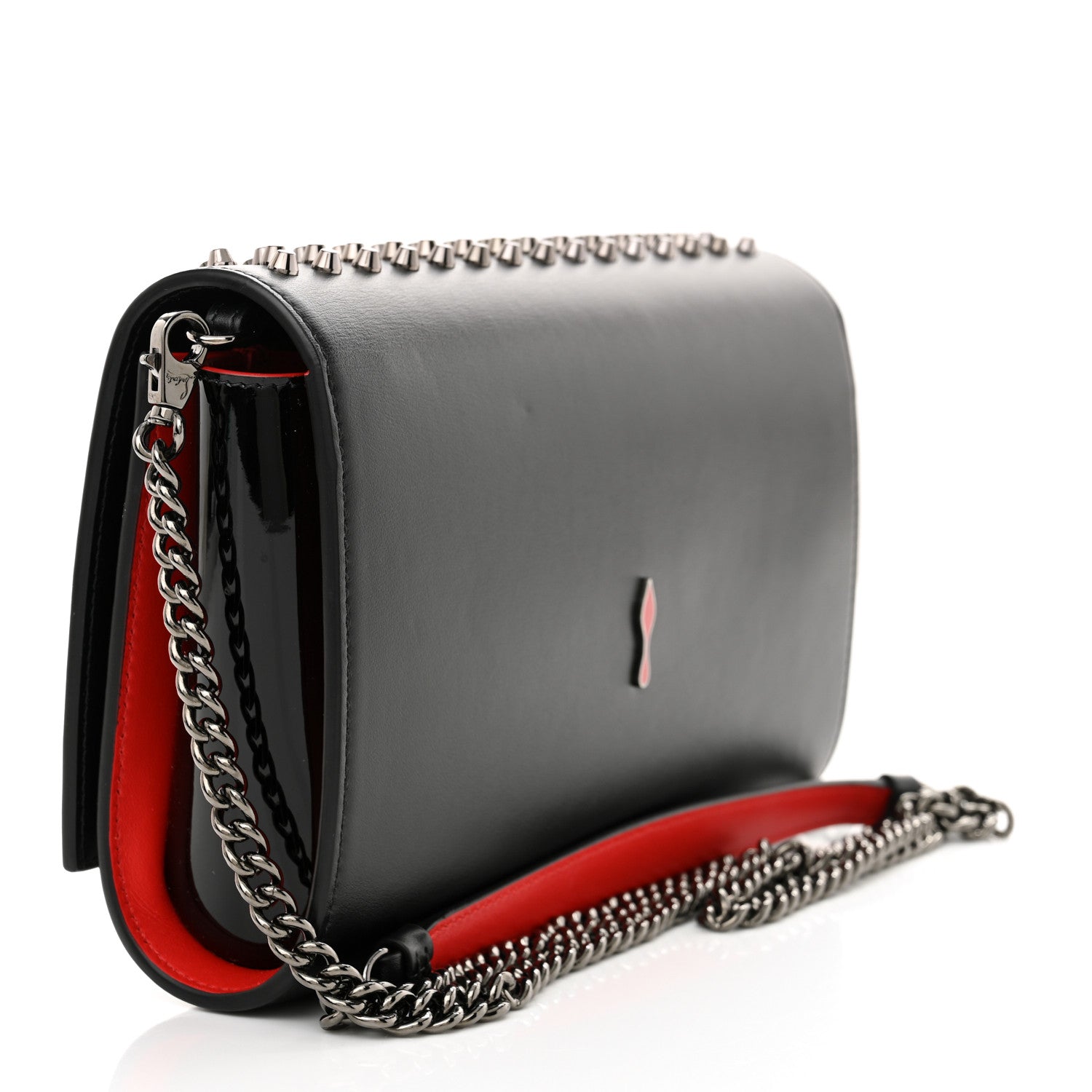 Christian Louboutin Calfskin Spikes Paloma Clutch Black Gunmetal 3 of 10