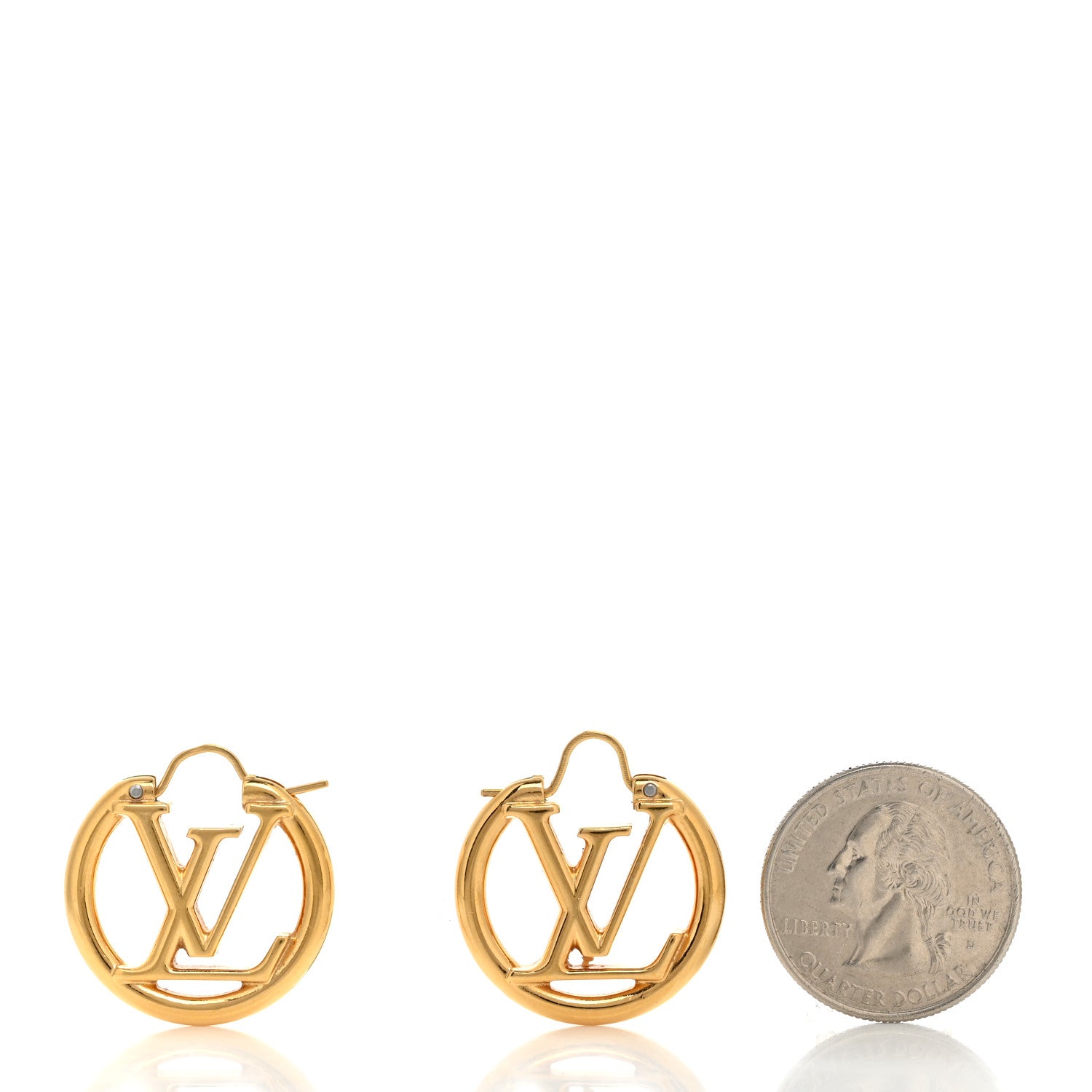 Louis Vuitton Metal Small Louise Hoop Earrings Gold 2 of 5