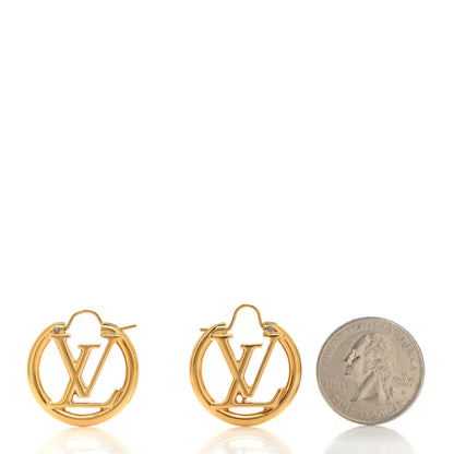 Louis Vuitton Metal Small Louise Hoop Earrings Gold 2 of 5