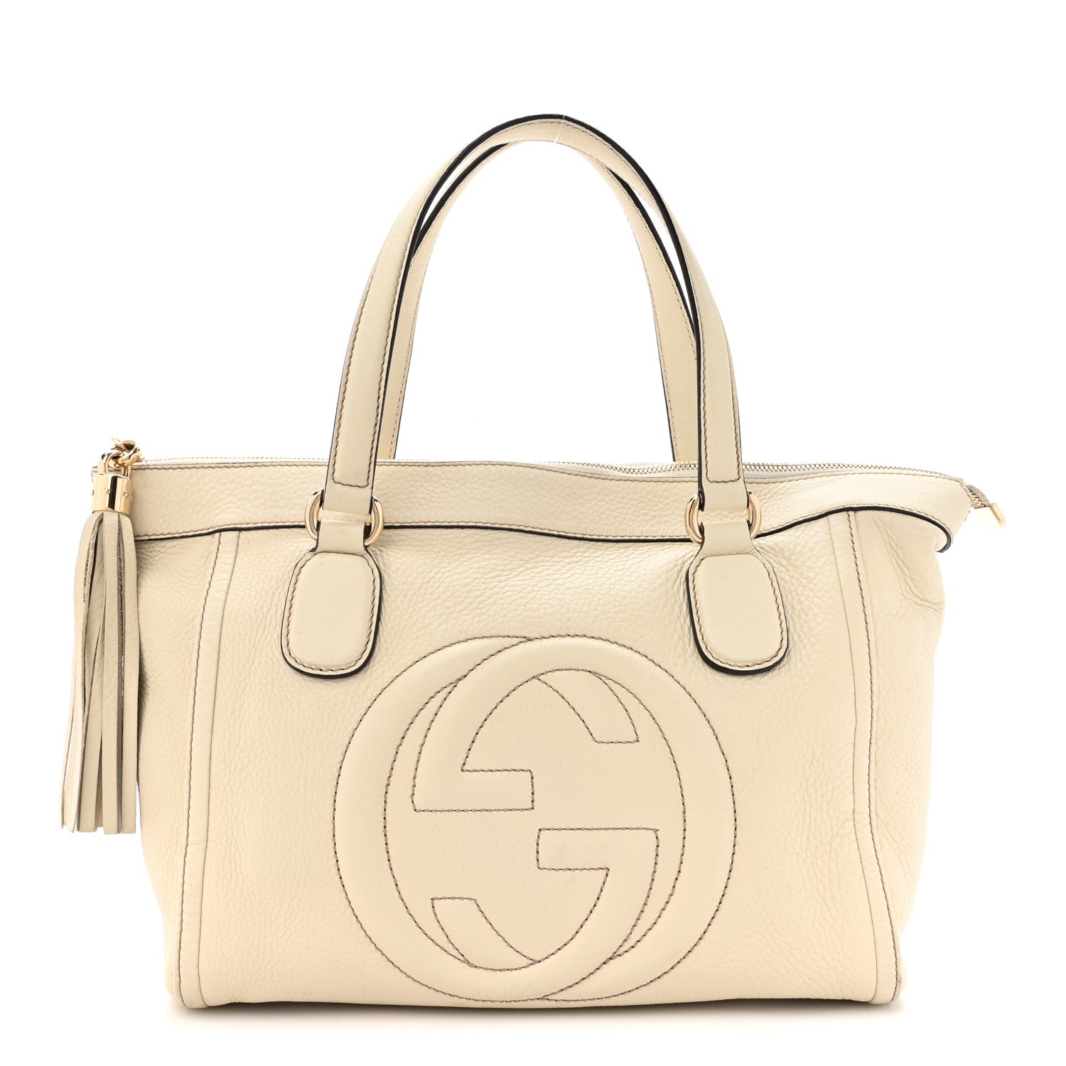 Gucci Pebbled Calfskin Small Soho Top Handle Bag Off White 1 of 15