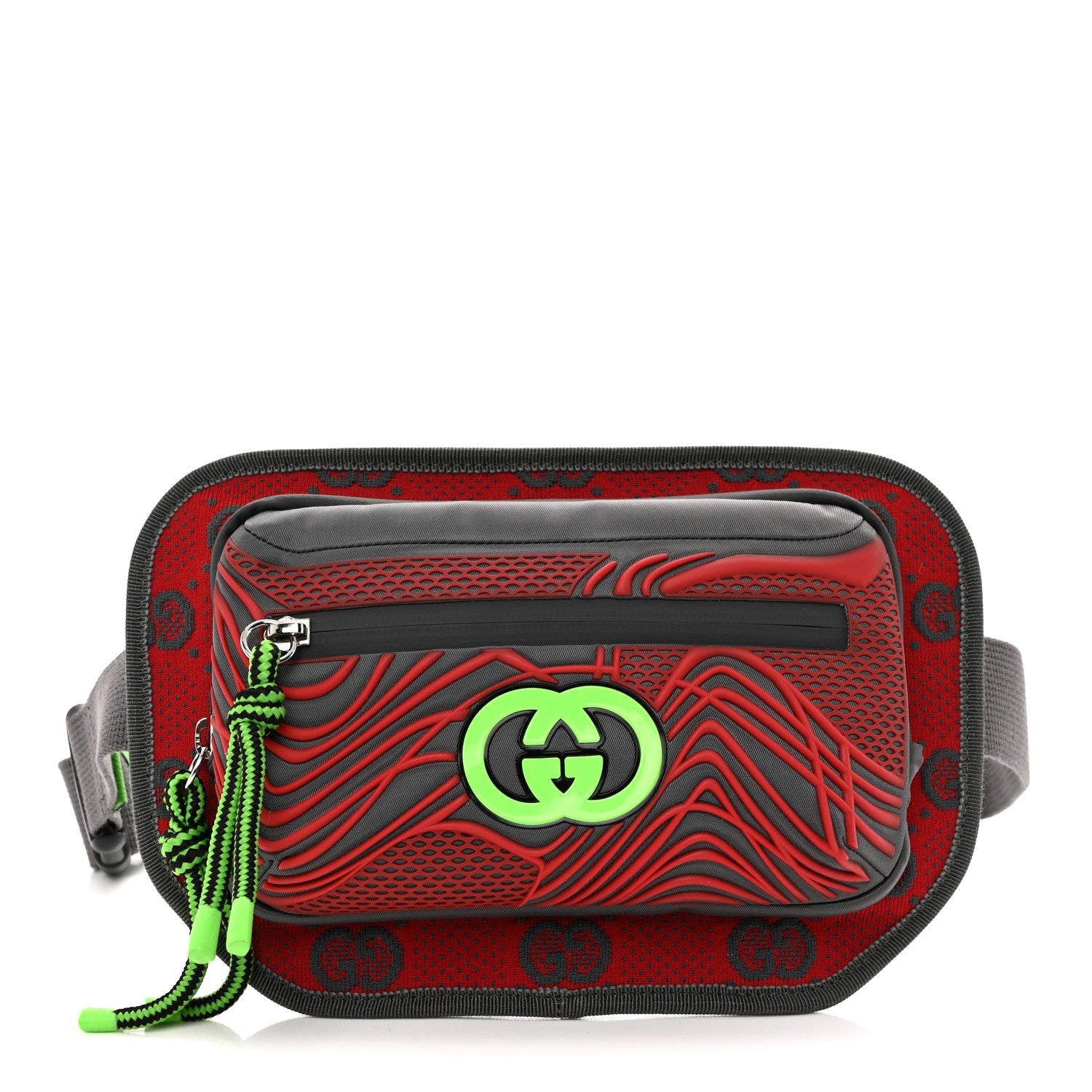 Gucci Jersey GG Monogram All Over Sporty Belt Bag Green Grey Multicolor 1 of 10