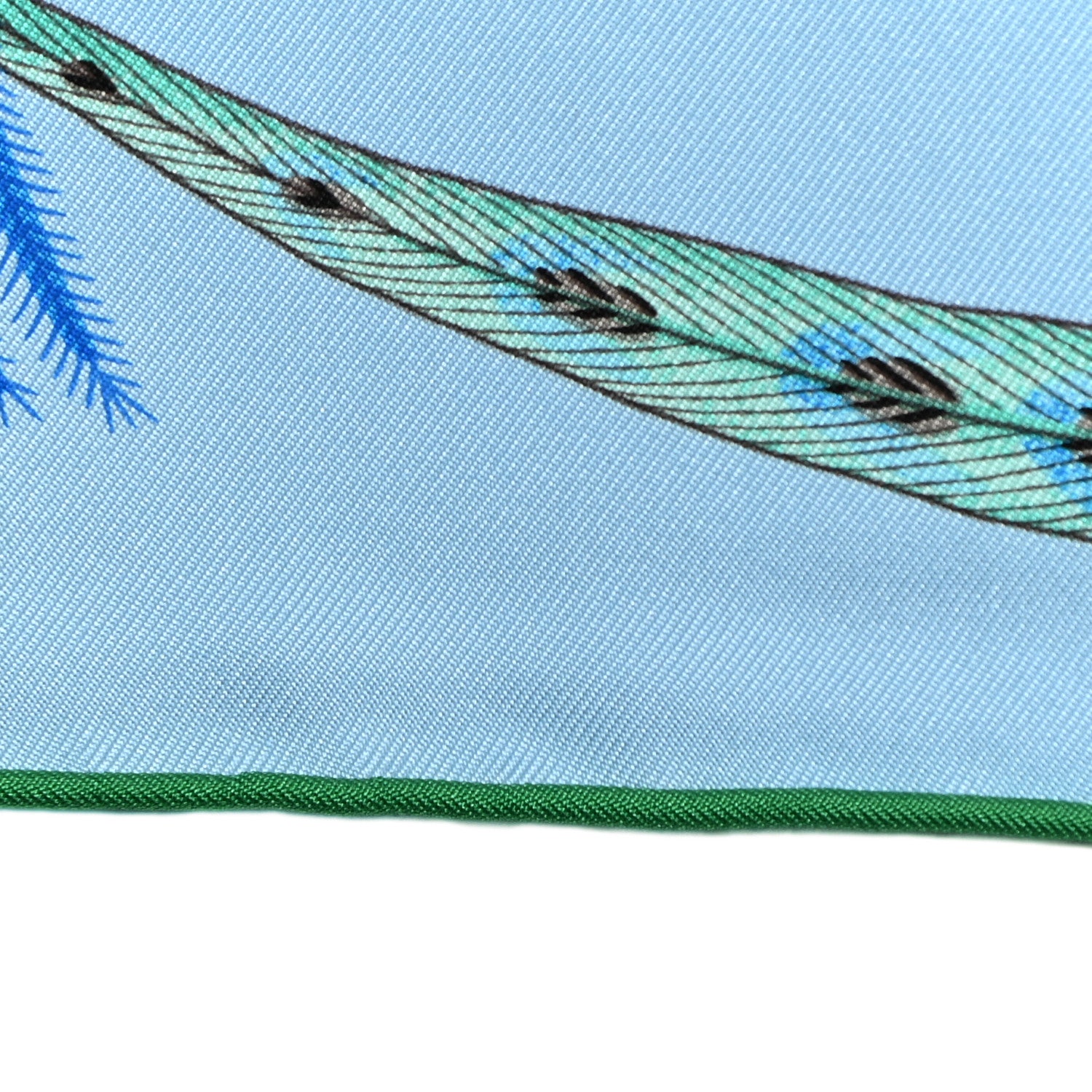 Hermes Silk Plumes En Fete Scarf 90 Ciel Vert Brun 8 of 13