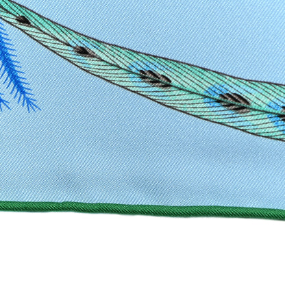 Hermes Silk Plumes En Fete Scarf 90 Ciel Vert Brun 8 of 13