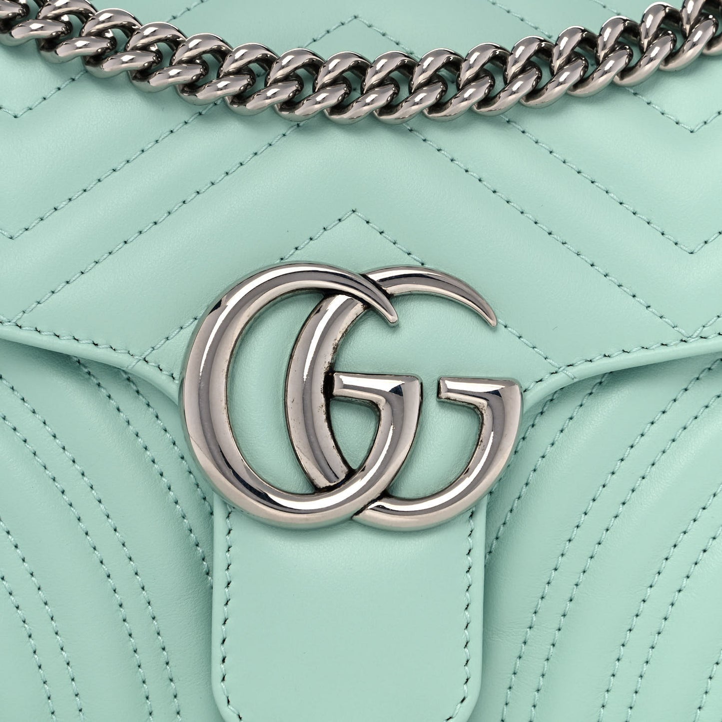 Calfskin Matelasse Small GG Marmont Shoulder Bag Water Green