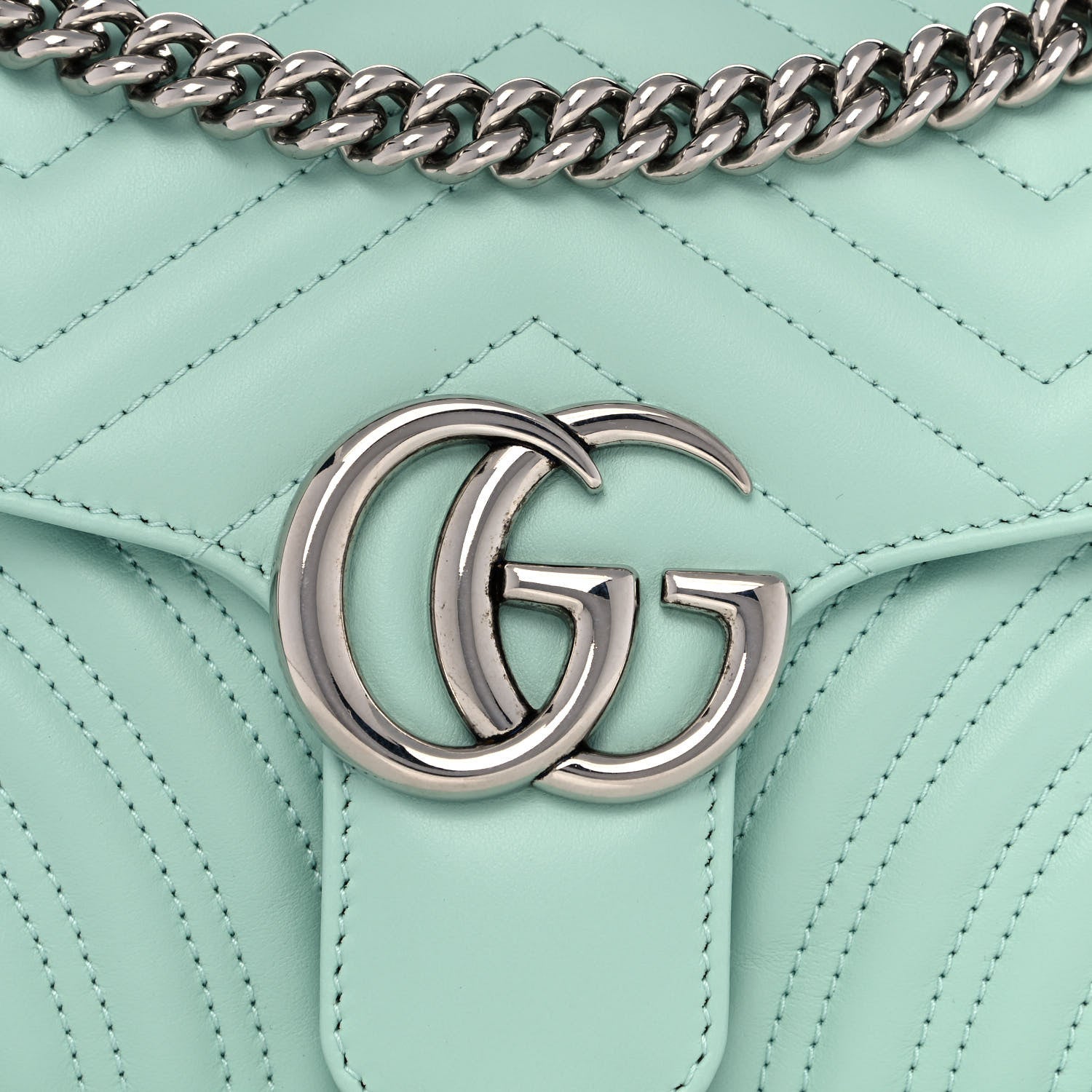 Gucci Calfskin Matelasse Small GG Marmont Shoulder Bag Water Green 9 of 12