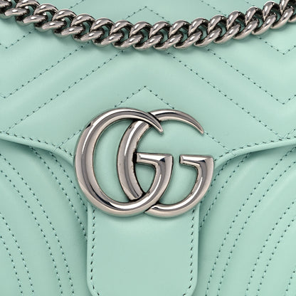 Gucci Calfskin Matelasse Small GG Marmont Shoulder Bag Water Green 9 of 12