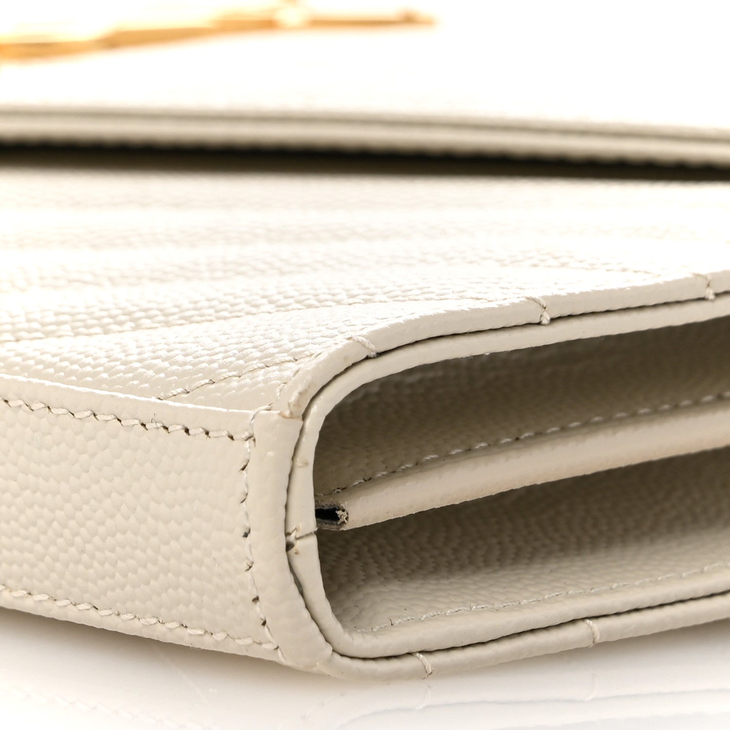 Saint Laurent Grain De Poudre Matelasse Chevron Monogram Chain Wallet Crema Soft 10 of 12