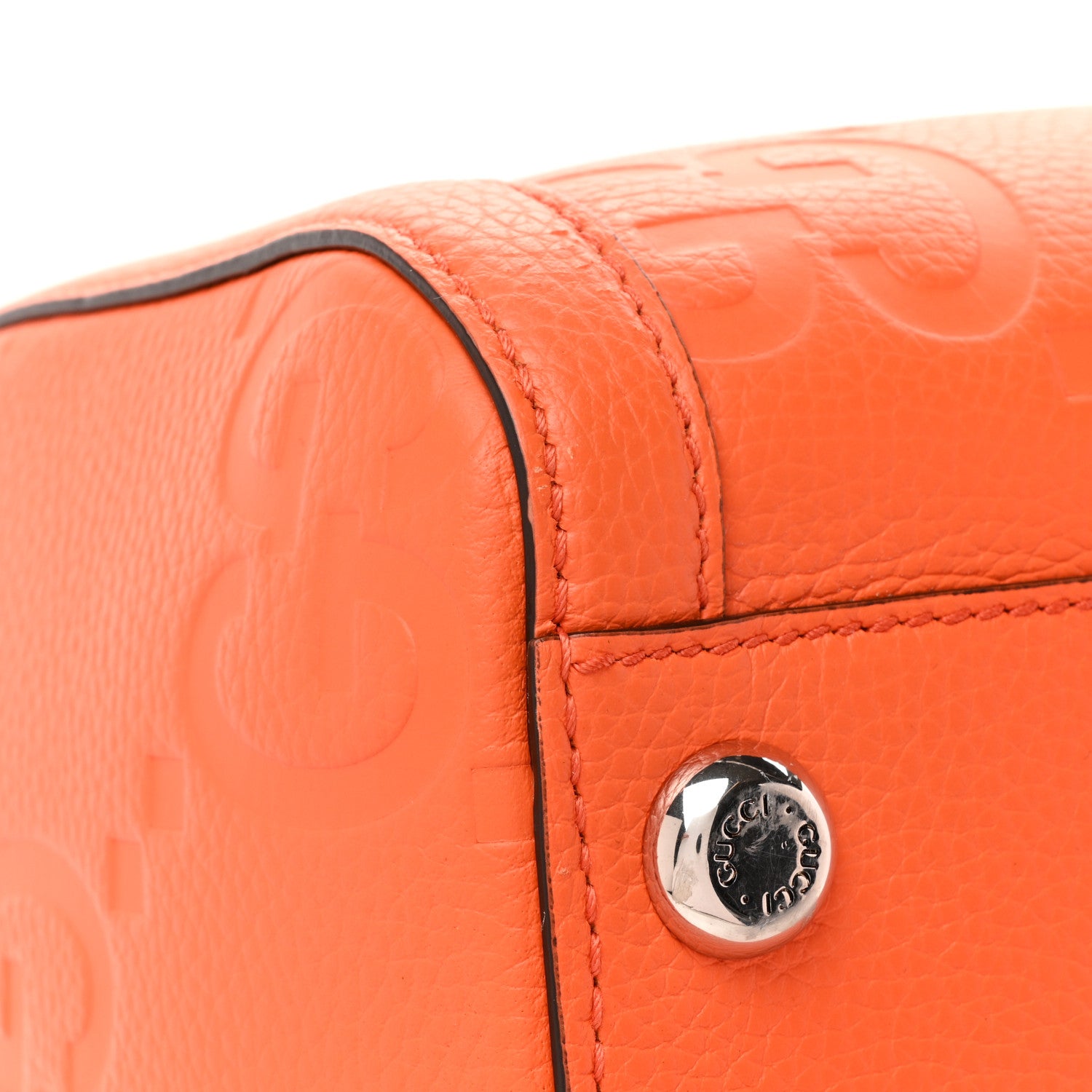Gucci Piuma Calfskin Jumbo GG Embossed Large Duffle Bag Good Orange 14 of 15