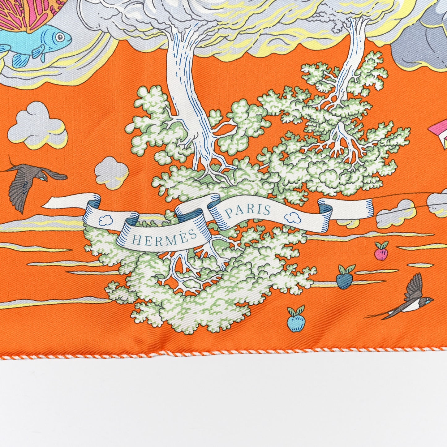 Silk Sur Mon Nuage Scarf 90 Orange Gris Clair Multicolore