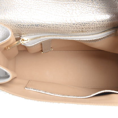 Delvaux Metallic Crispy Calfskin MM Metal Frame Tempete Satchel Antique Silver 6 of 11