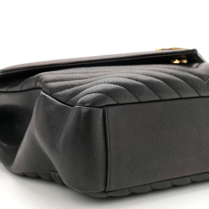 Saint Laurent Sheepskin Matelasse Chevron Monogram Large College Satchel Black Tulip 10 of 14