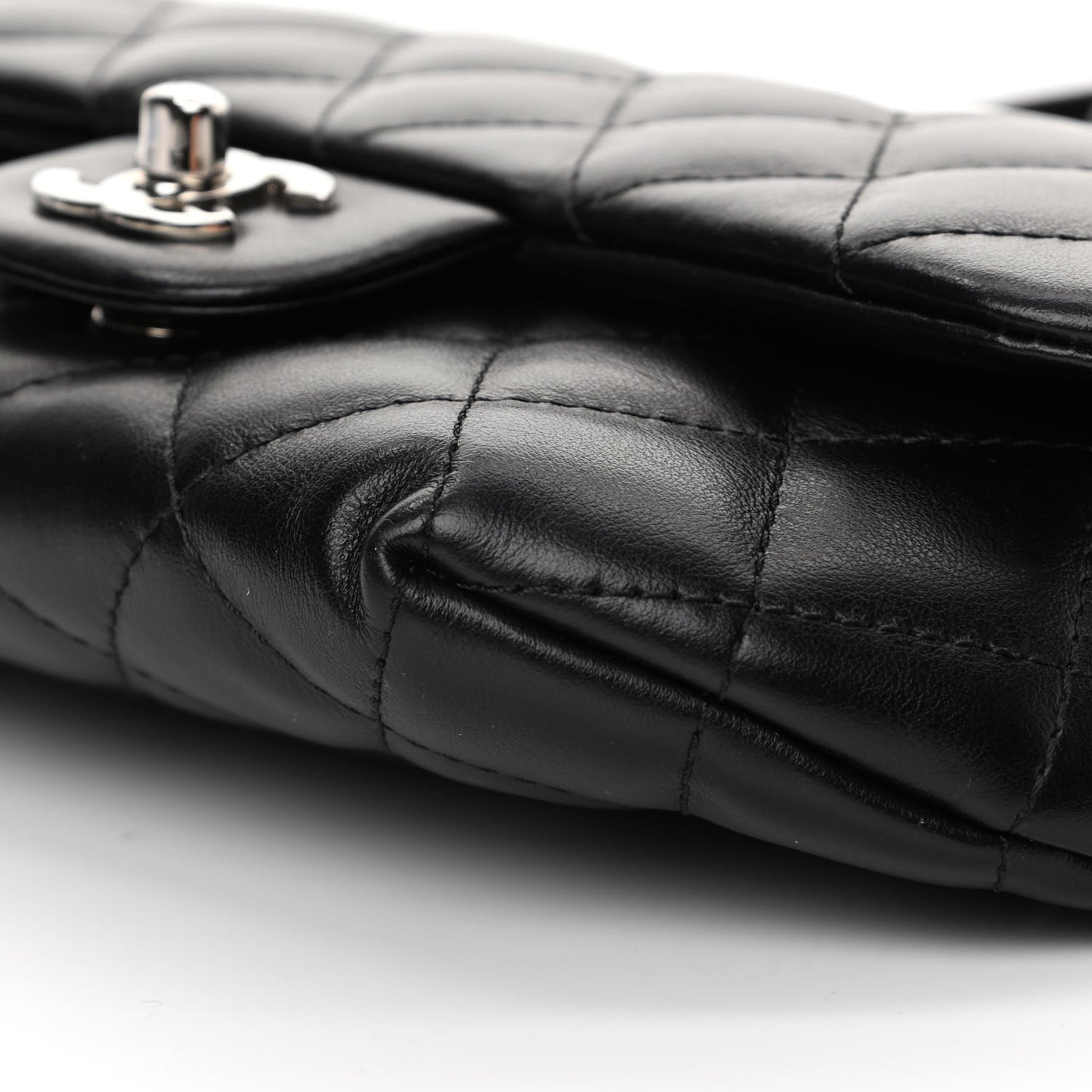 Calfskin Quilted CC Uniform Flap Belt Bag Black