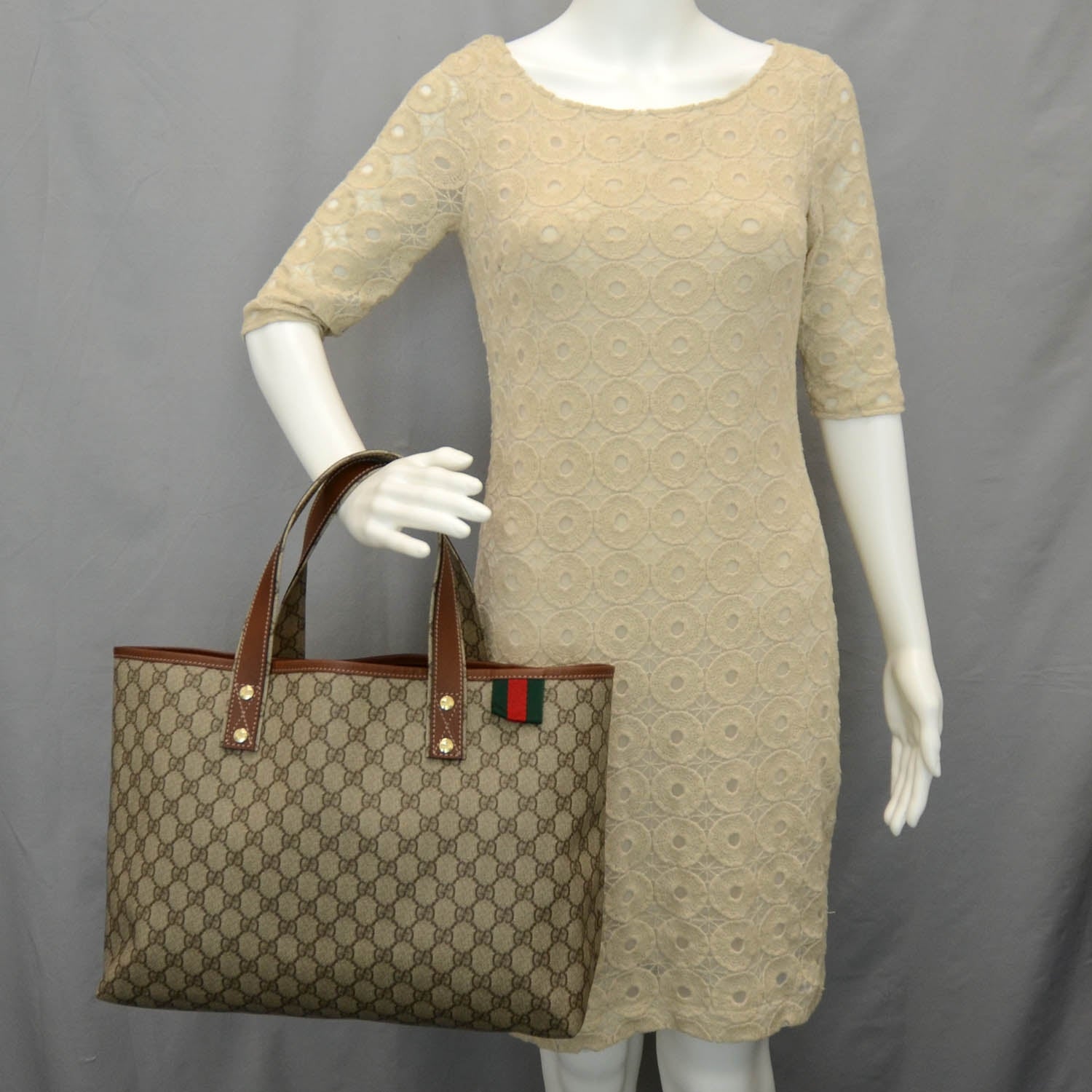 Gucci GG Plus Monogram Medium Signature Web Loop Tote Light Brown 2 of 8
