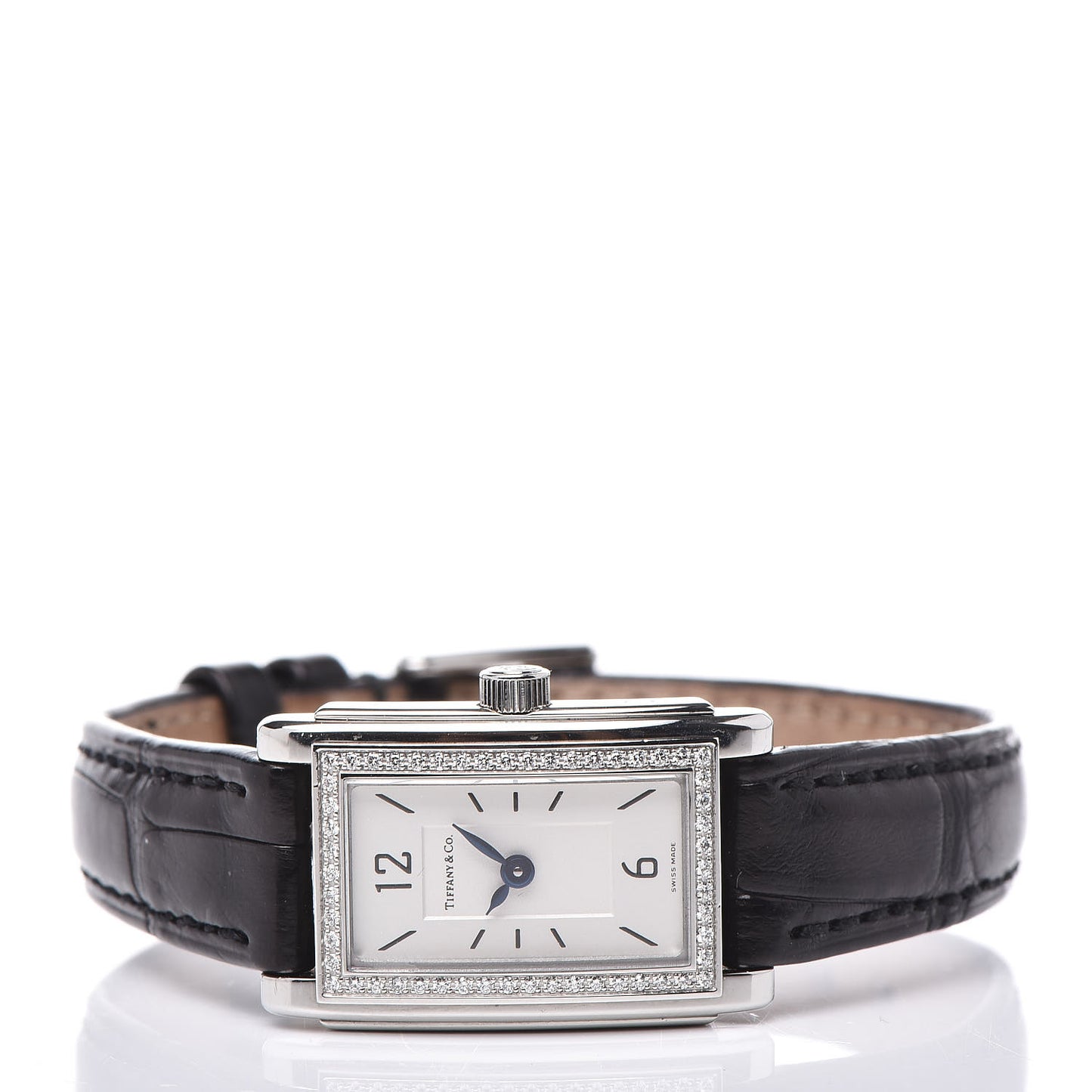 Stainless Steel Alligator Diamond Bezel 18mm Resonator Quartz Watch