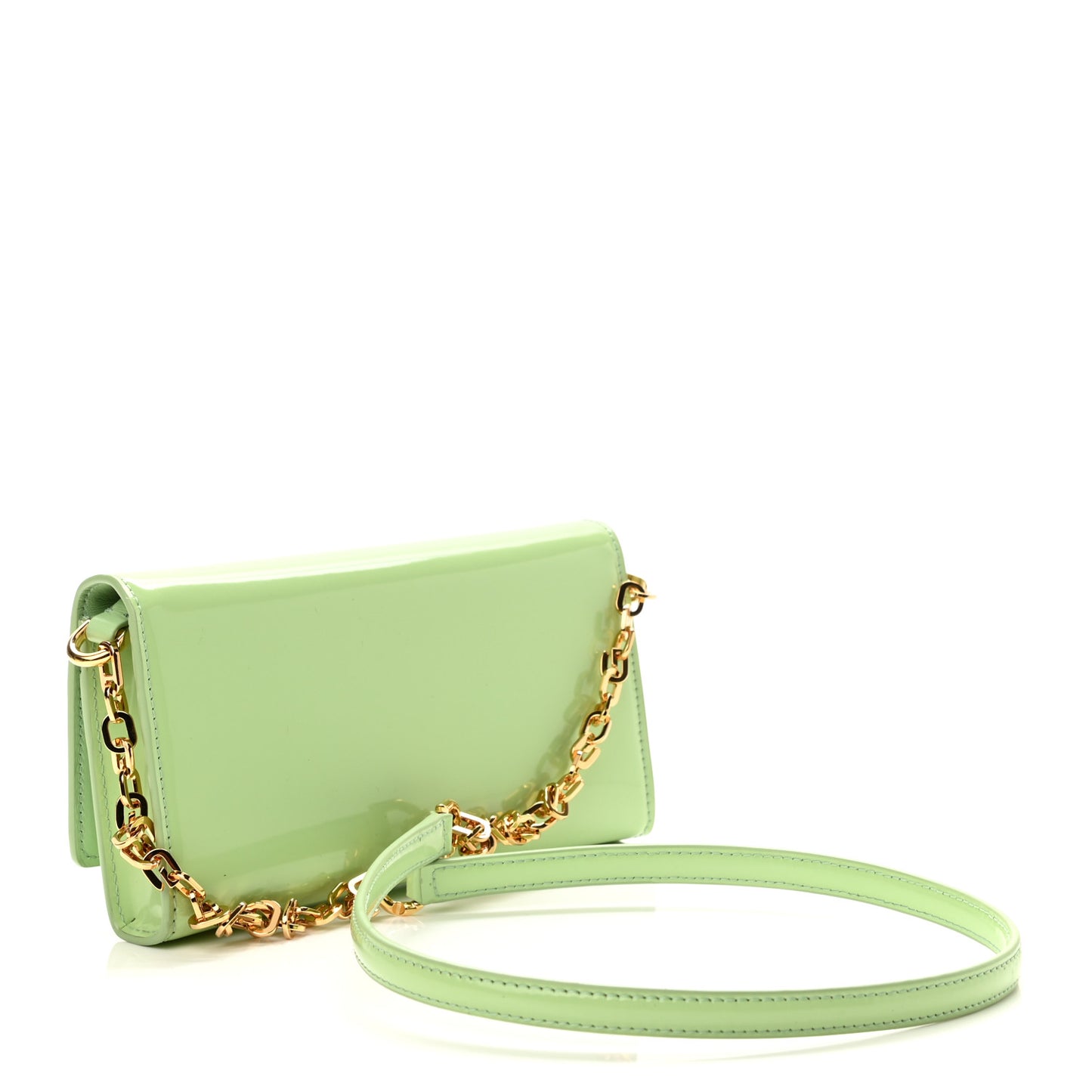 Shiny Calfskin 4G Wallet on Chain Pistachio