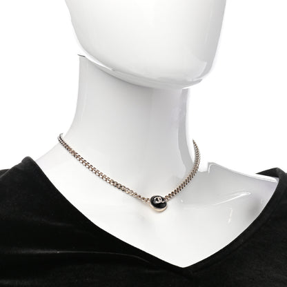 Chanel Crystal Resin CC Chain Link Short Necklace Black Gold 2 of 4
