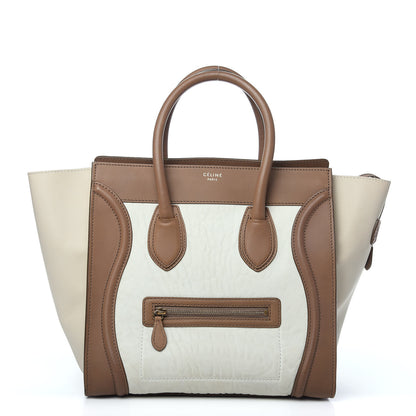 Celine Smooth Calfskin Shrunken Lambskin Mini Tri-Color Luggage Chalk 1 of 14