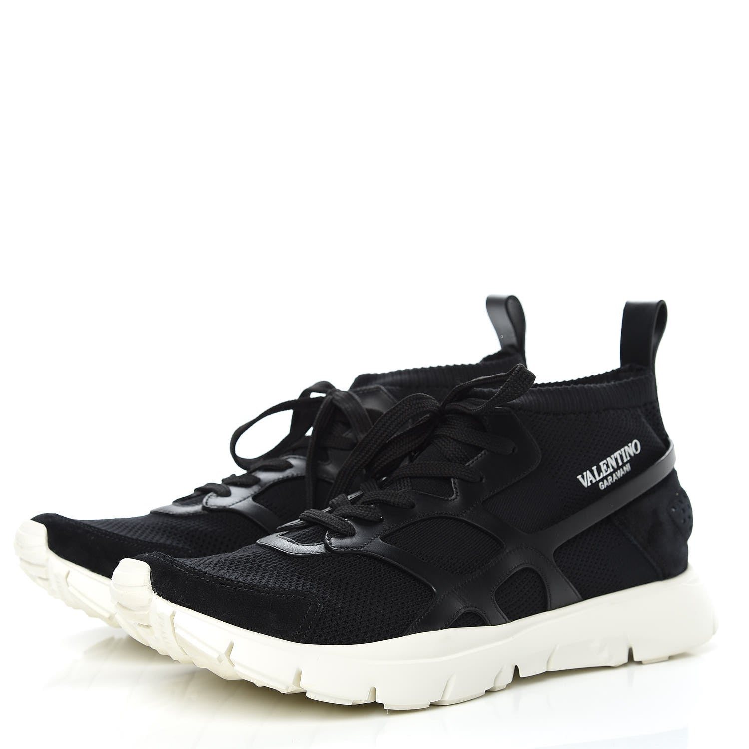 Valentino Garavani Calfskin Mesh Mens Sound High Sneakers 45 Black 3 of 10