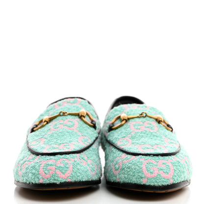 Gucci Tweed GG Monogram Horsebit Womens Jordaan Loafers 35.5 Blue Pink 2 of 8