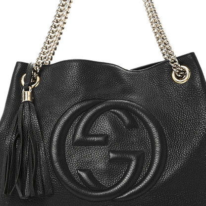 Gucci Pebbled Calfskin Medium Soho Chain Shoulder Bag Black 8 of 10