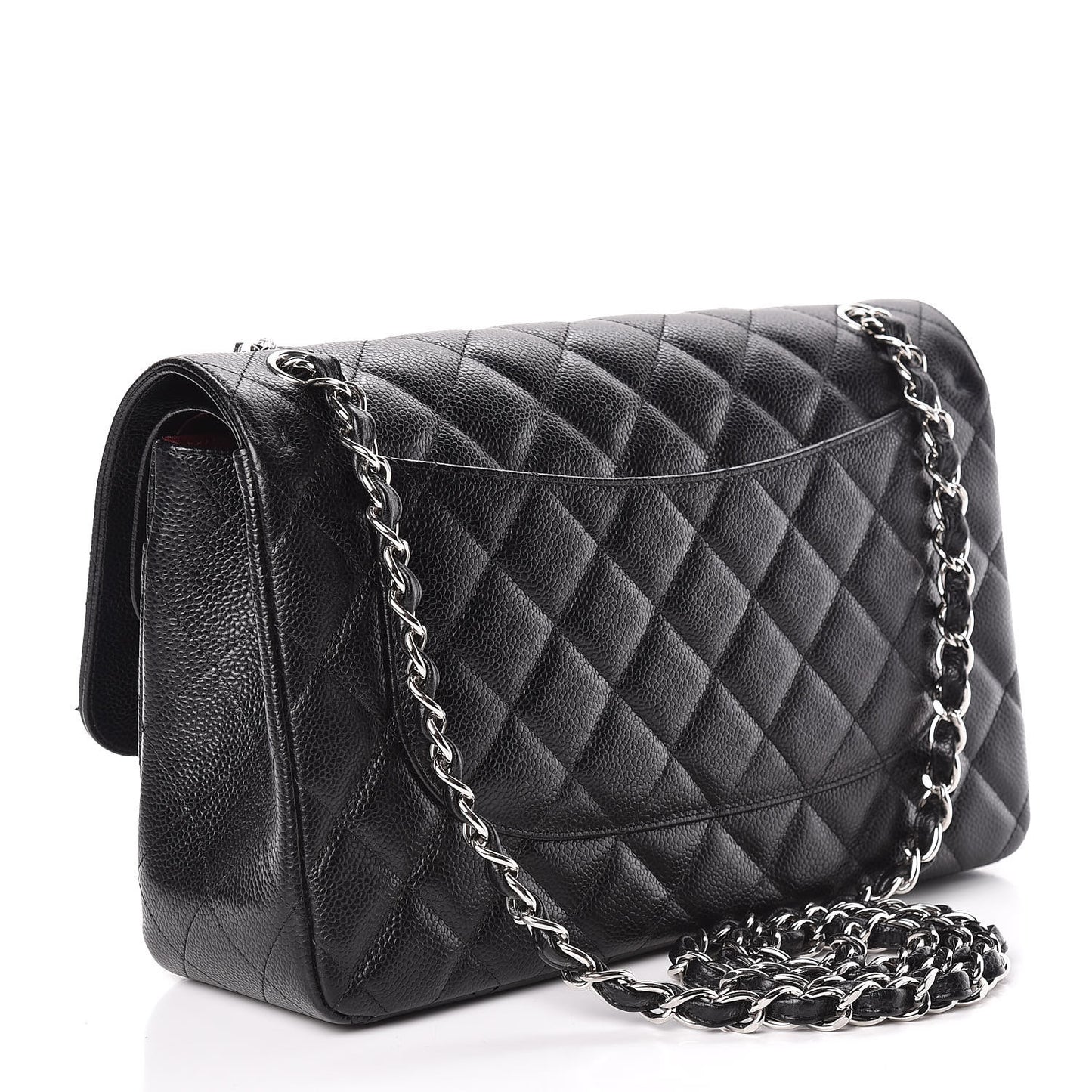 Caviar Quilted Jumbo Double Flap Black